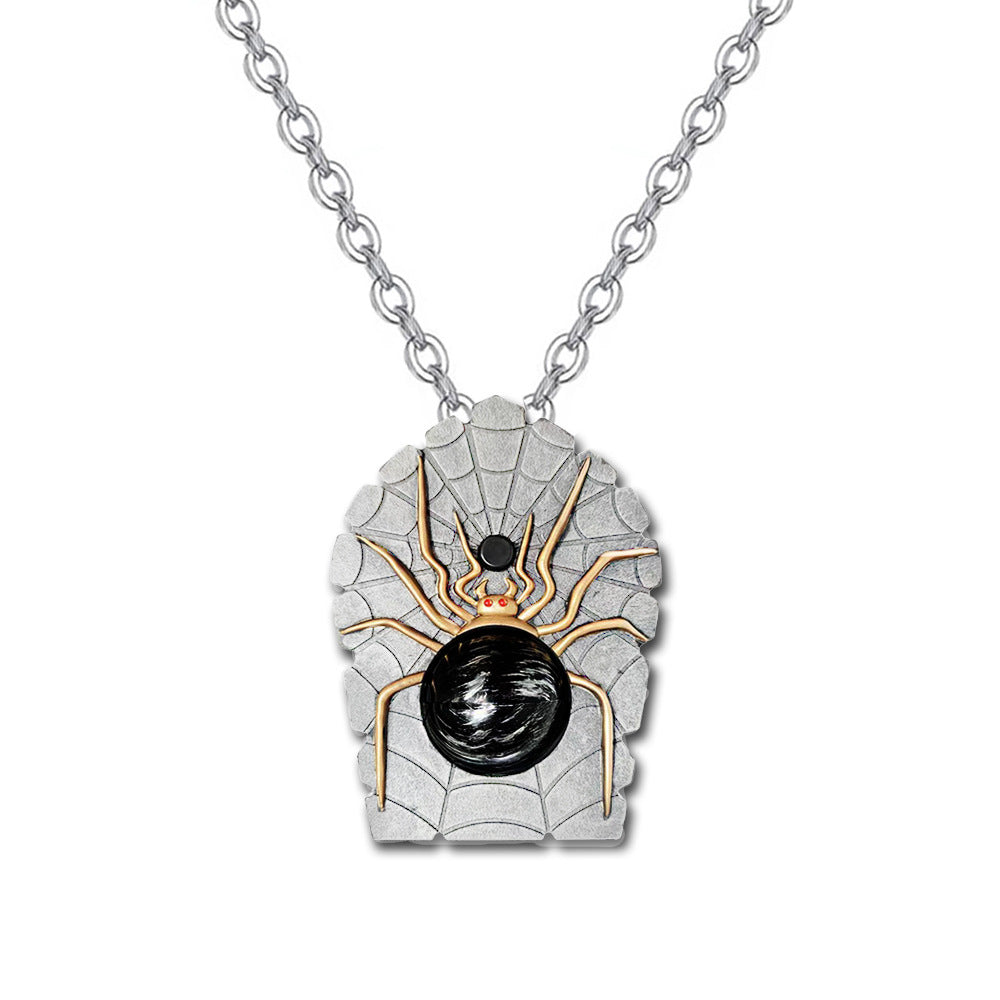 Wholesale Gothic Halloween Spider Alloy Necklace